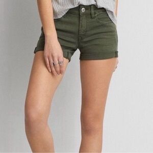 American Eagle Olive Green Midi Shorts